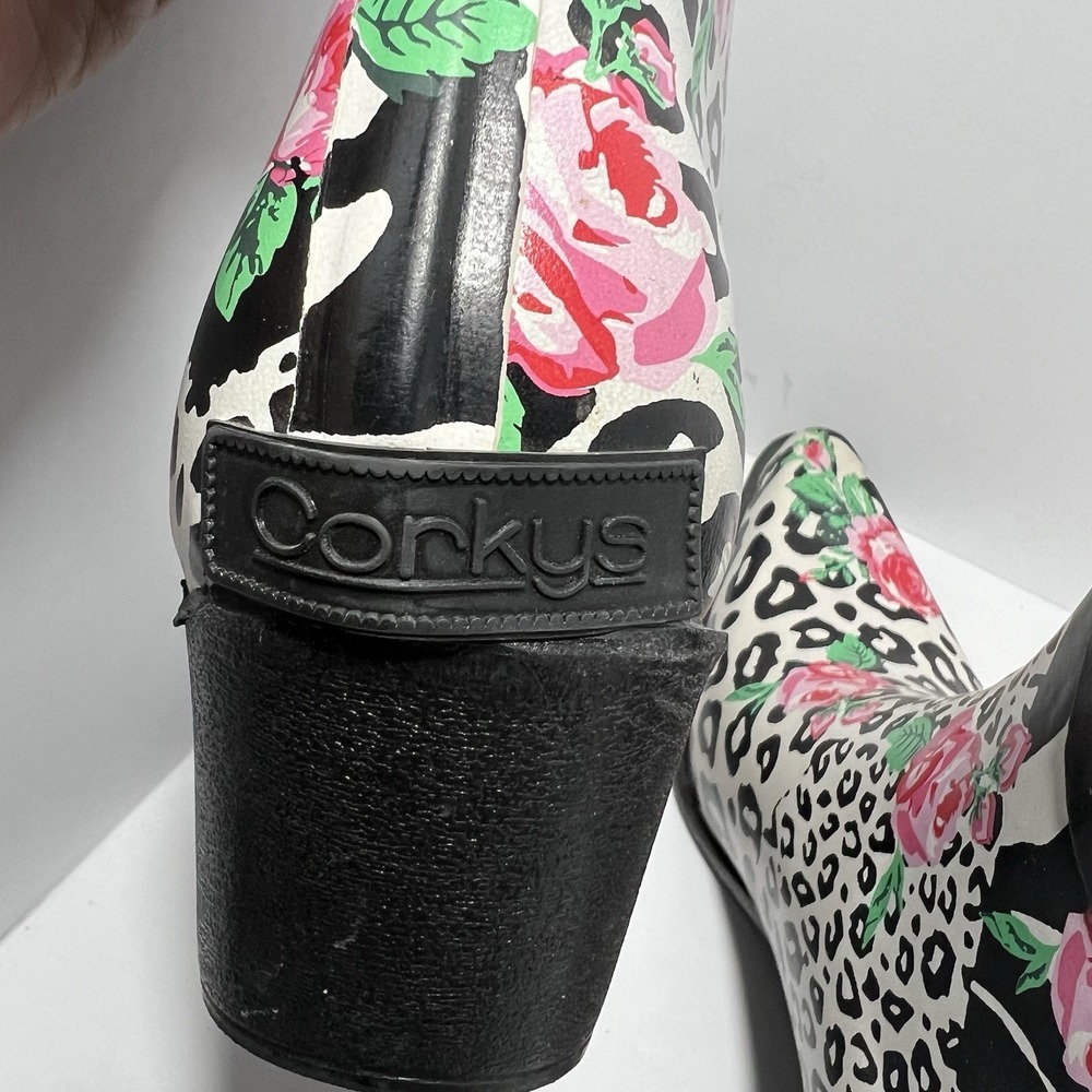 Corkys Leopard Floral Rain Boots Women's Western Cowboy Booties Waterproof Sz 9 - Picture 6 of 8